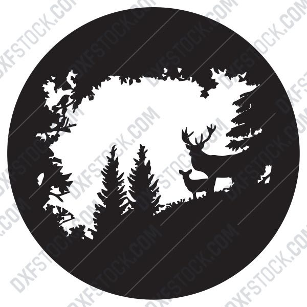 Download Trees And Deers Scene Design Files Eps Ai Svg Dxf Cdr Dxf Stock Free Dxf File Downlads Cuttable Designs Cnc Cut Ready Diy Home Decor