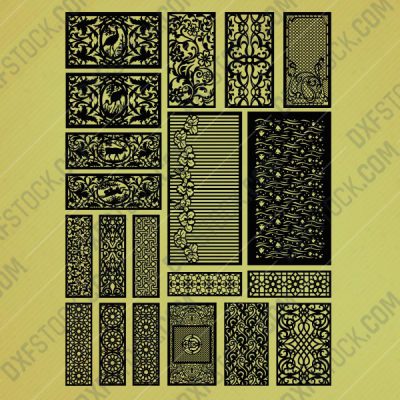 Kit 15 Panels Patterns Decorative Square Grids - EPS AI SVG DXF CDR ...