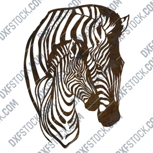 Zebra mother and child vector decoration design files - DXF SVG EPS AI CDR