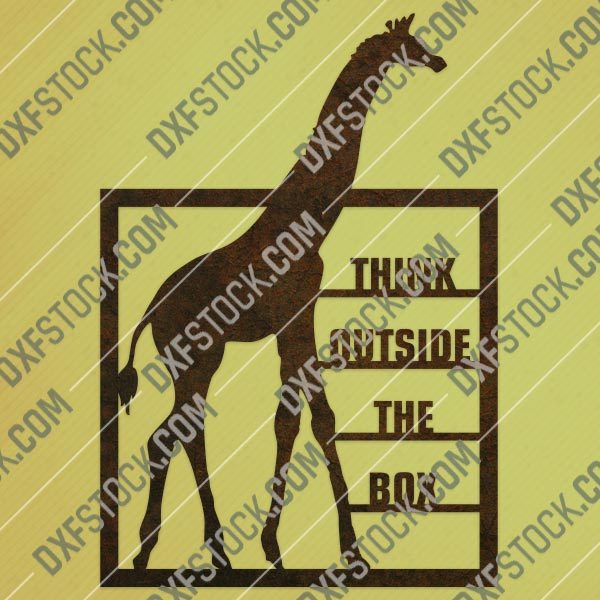 Think outside the box giraffe vector design file - EPS AI SVG DXF CDR