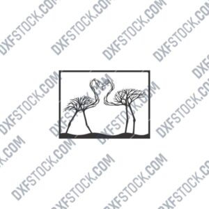 Tree Flamingo Wall Decor DXF File