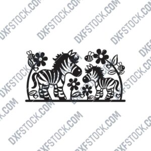 Zebra Flowers Decoration for Kids DXF File